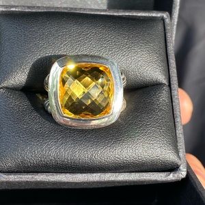 David Yurman Silver Ring with Yellow Gemstone
